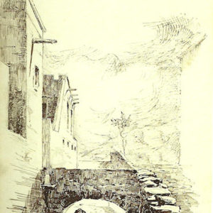 El puente de los suspiros (Album De Las Palmas a Fuerteventura).|1887. Dibujo a plumilla sobre papel. 12,3x20,5 cm. Museo Militar Regional. Santa Cruz de Tenerife